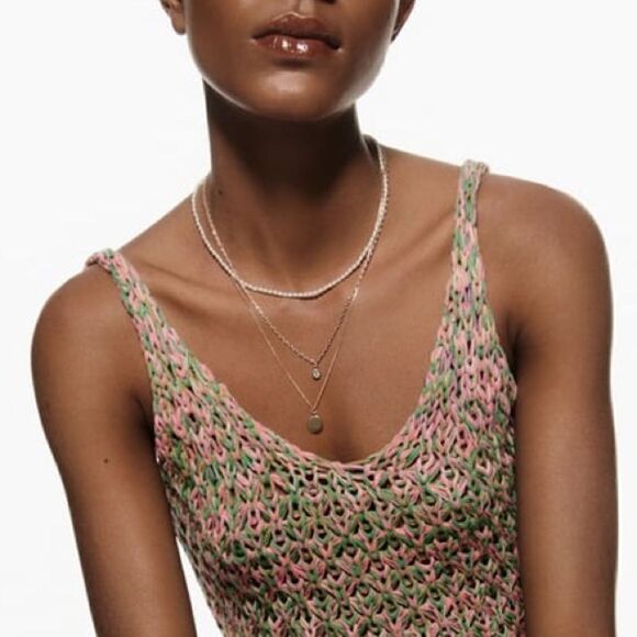 ZARA PACK OF RHINESTONE MEDALLION AND FAUX PEARL NECKLACES - Picture 1 of 4